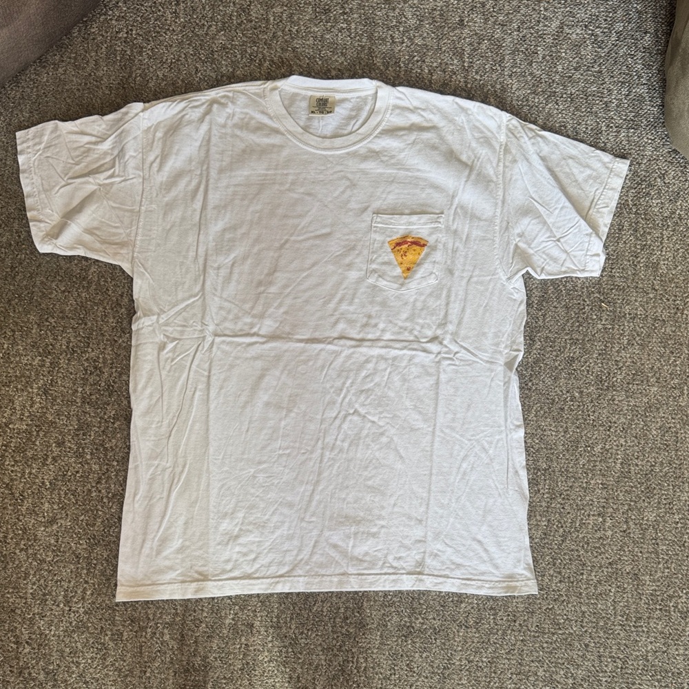 Barstool Sports “One Bite Review” White T-Shirt with Pizza Pocket Design